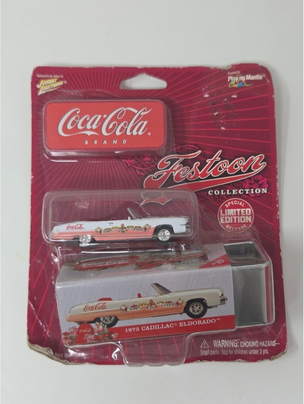 Coca Cola Festoon Collection 1973 Cadillac Eldorado Die Cast Car With Tin